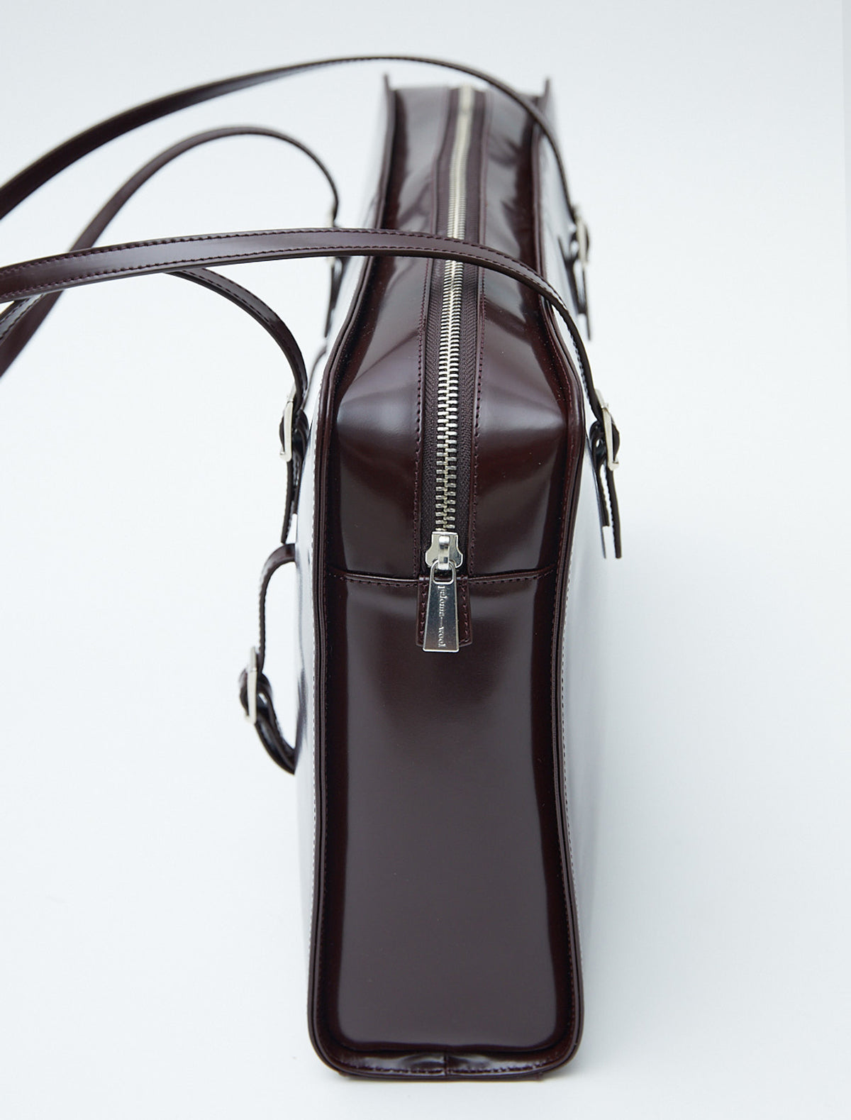 Caye new leather bag embossed logo mahogany