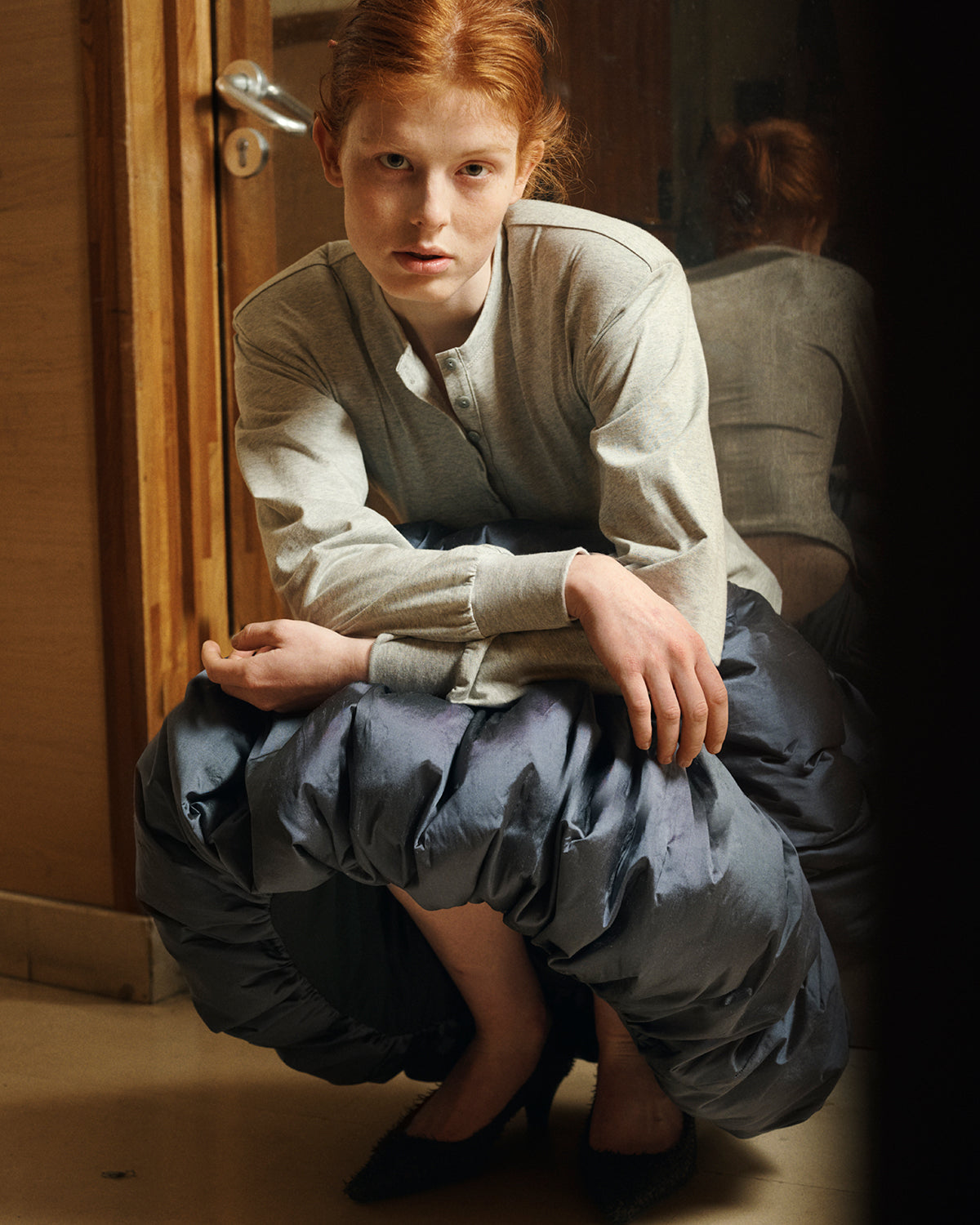 Rupit silk four tier gathered skirt volume