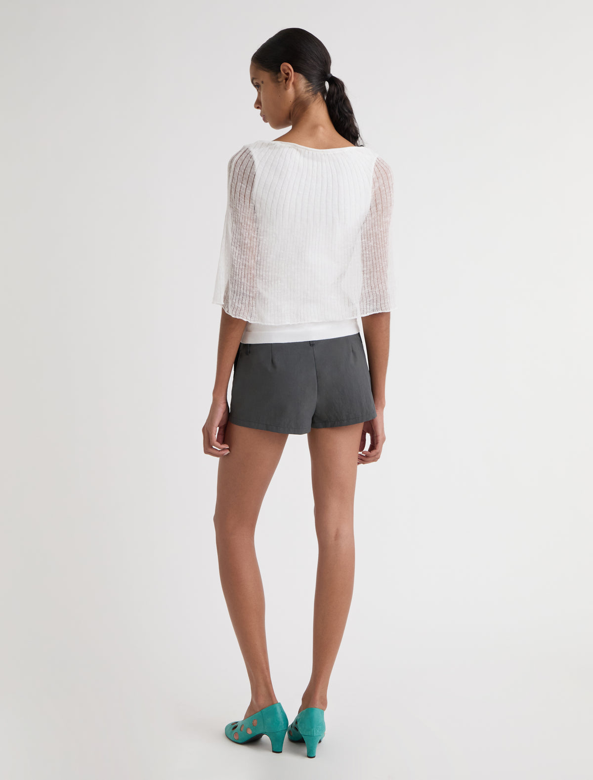 Masip low rise nylon shorts side pockets denim details