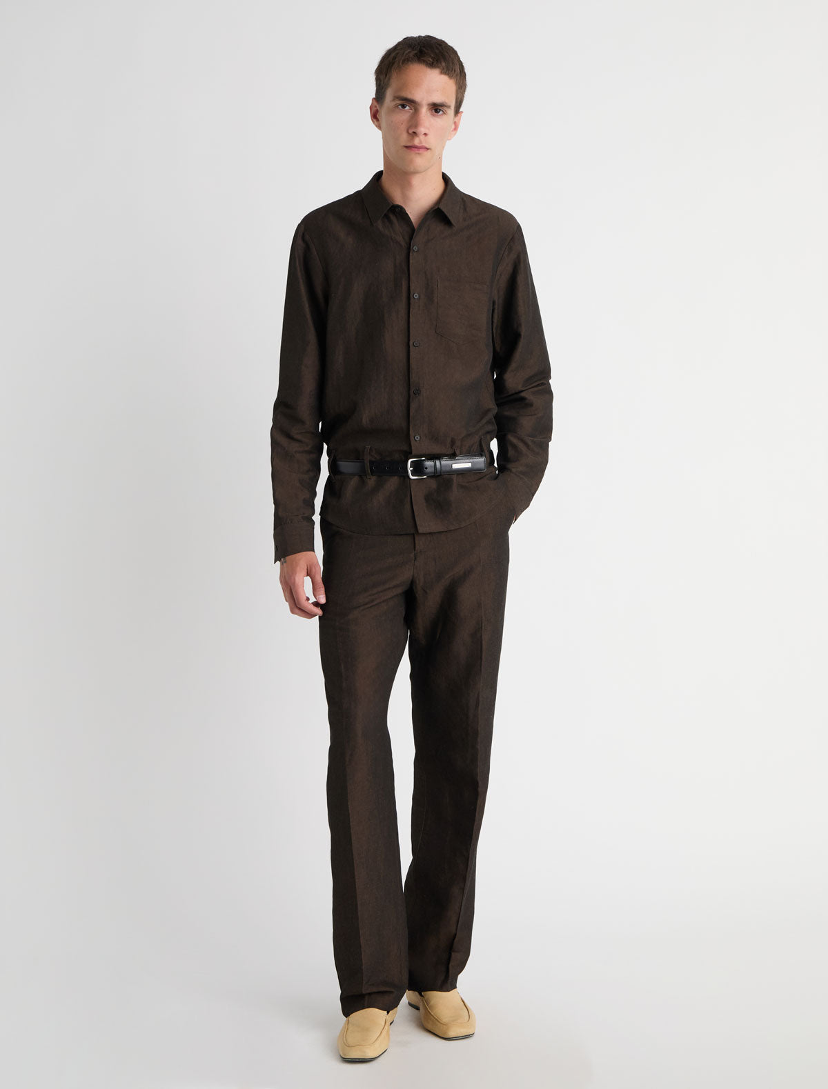 Lane straight men suit pants brown