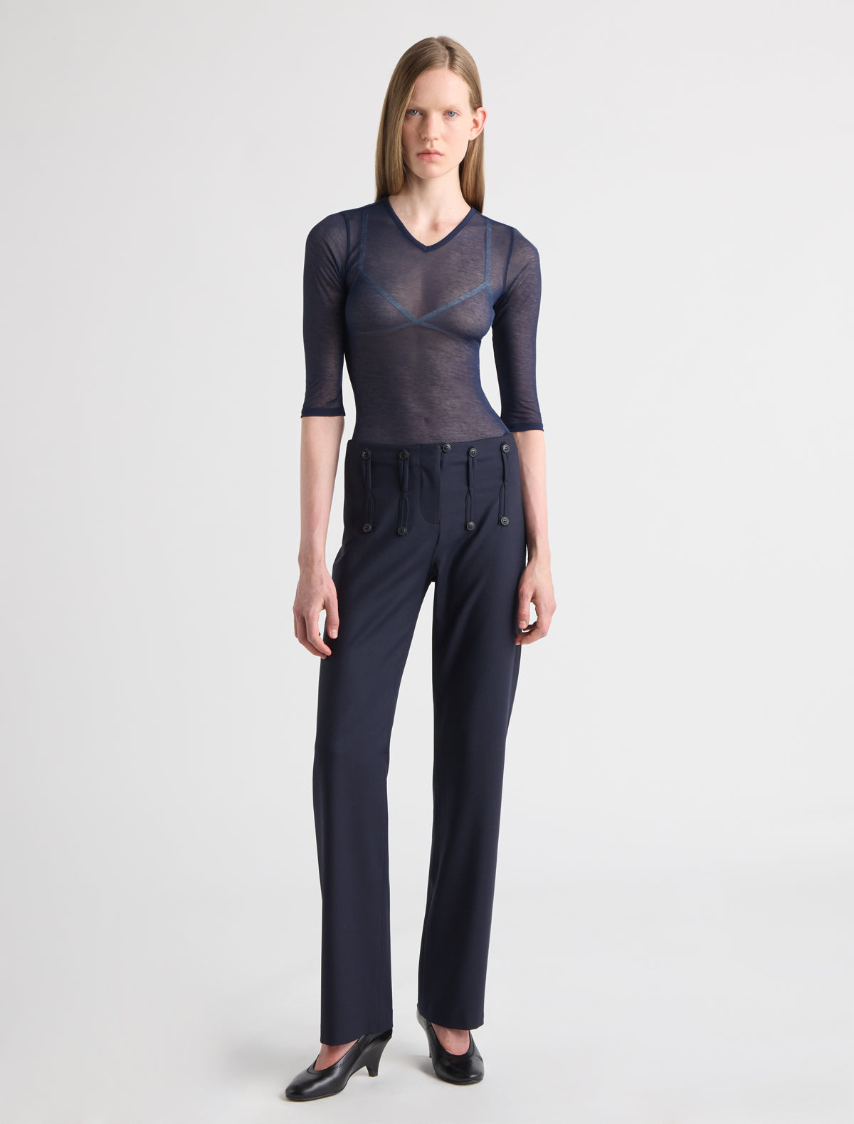 Alpi suit trousers vertical frog fastening buttons