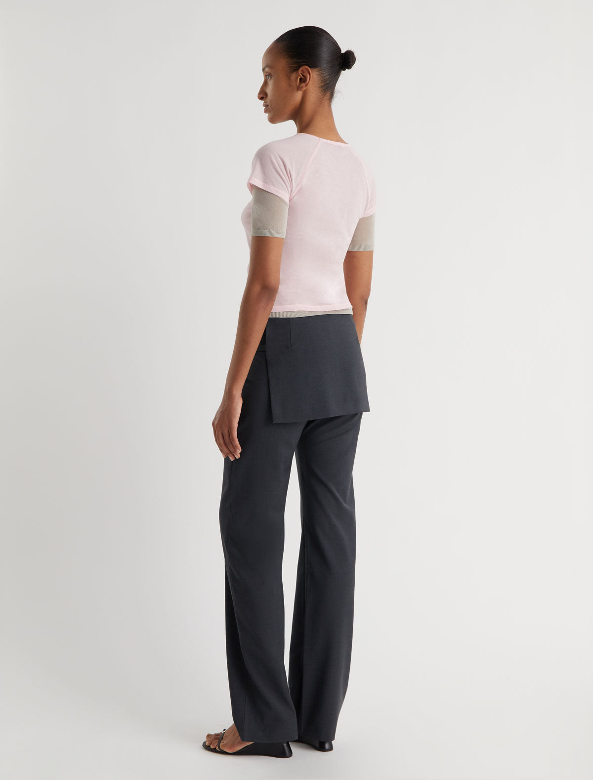 Archive straight leg overlapping mini skirt pants grey