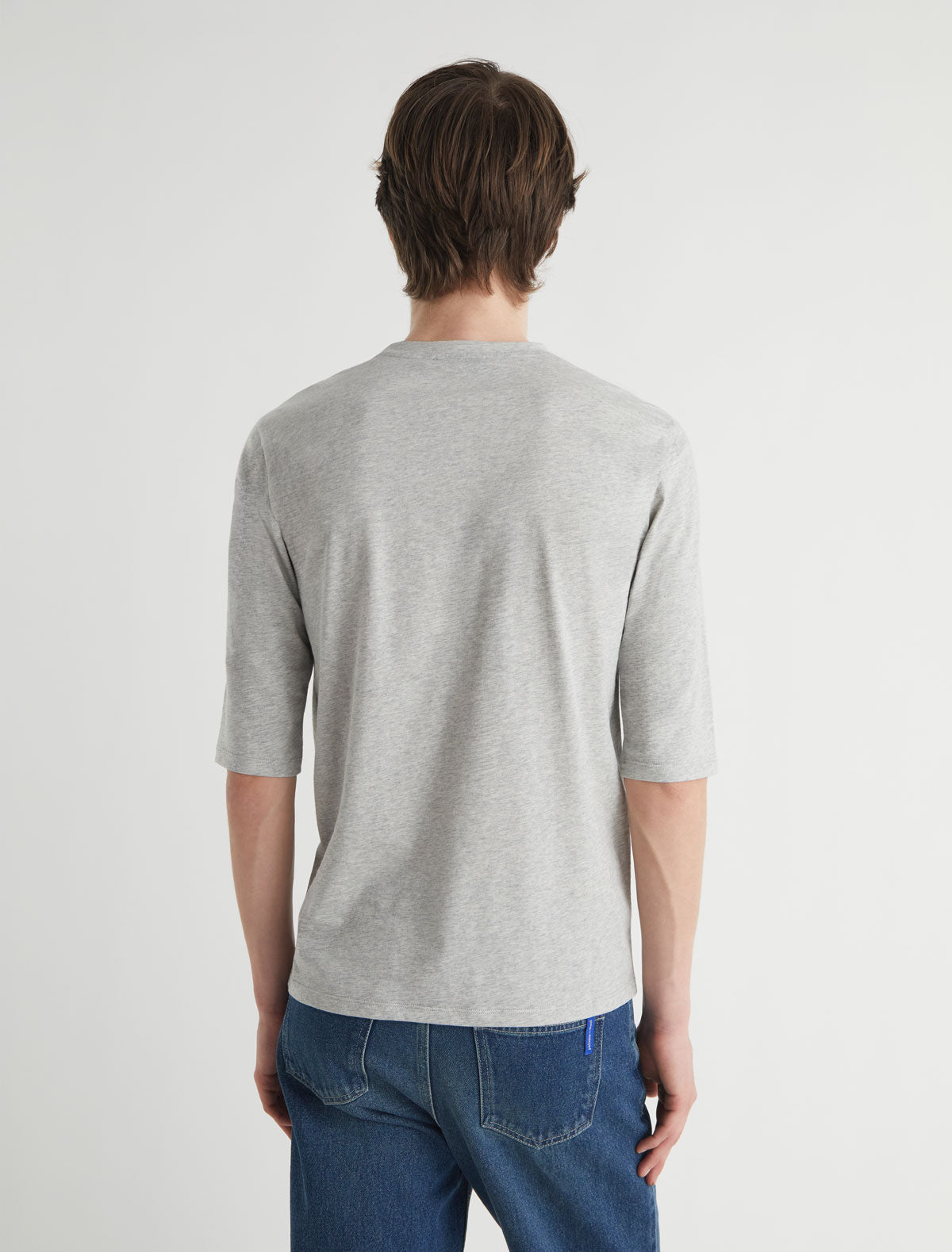 Arisa verde elbow length sleeve organic cotton tshirt patch pockets grey