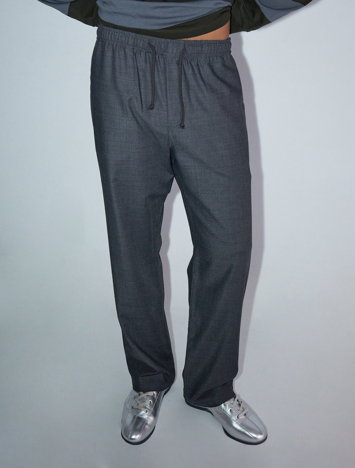 Rene casual prinstripe pants elastic waistband darkgrey