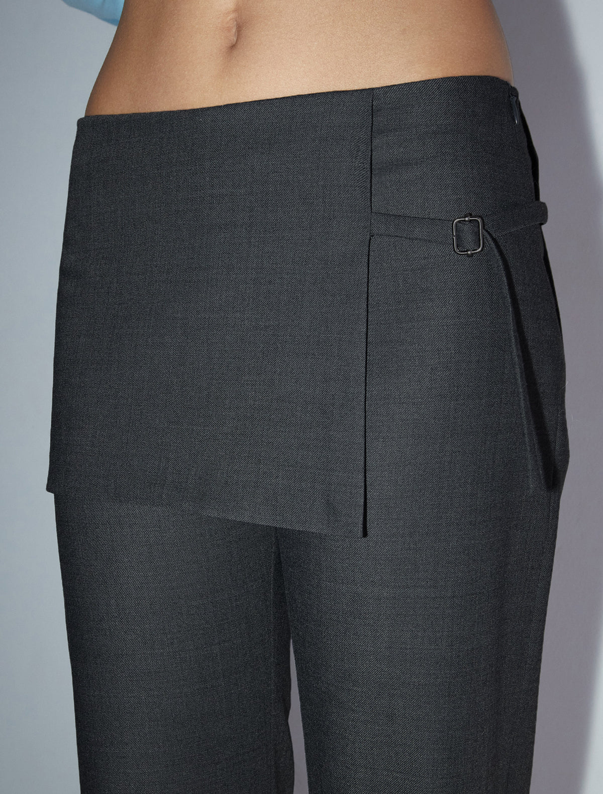 Archive mid rise pants overlapping mini skirt darkgrey
