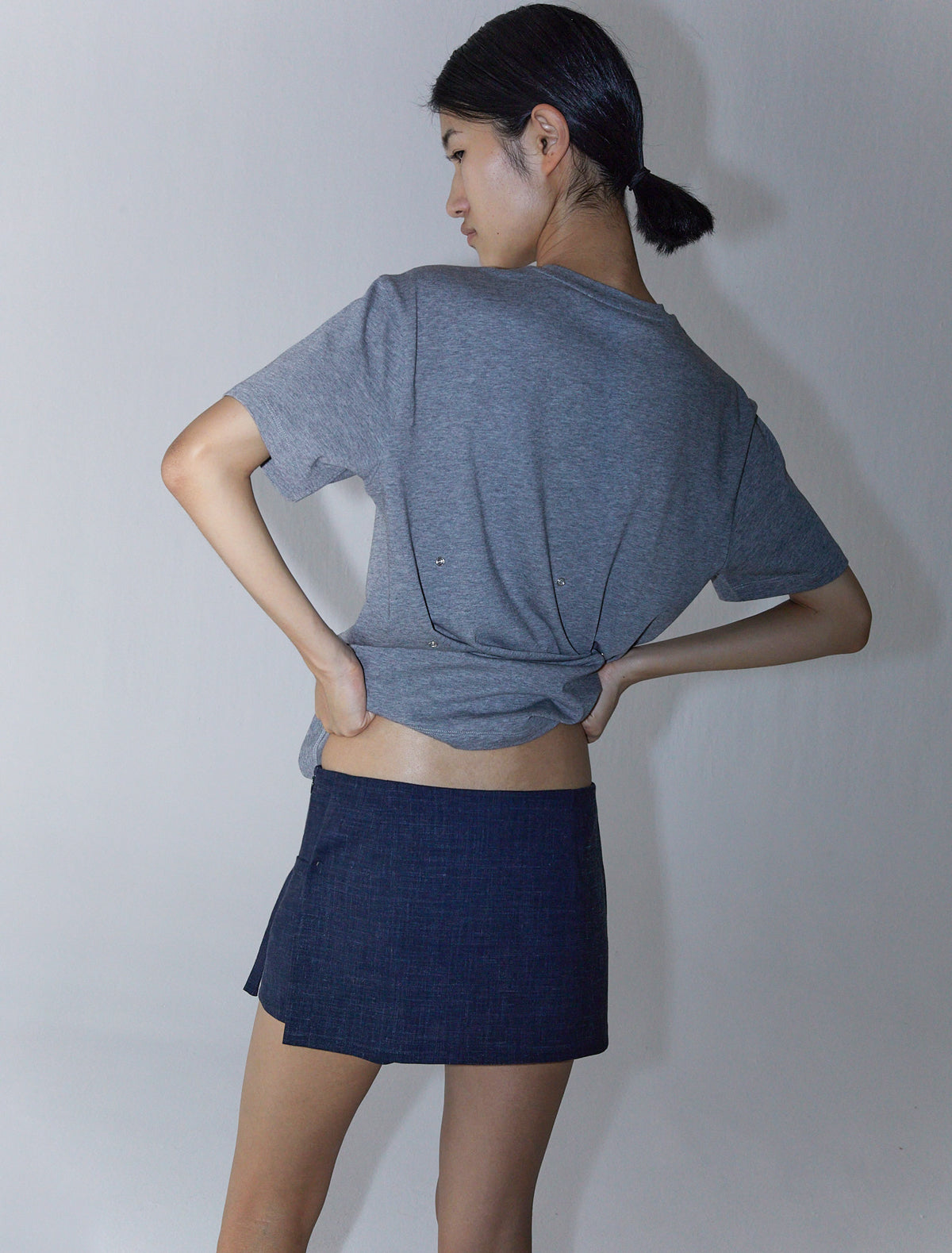 Mini archive mid rise shorts overlaping fixed mini skirt navy