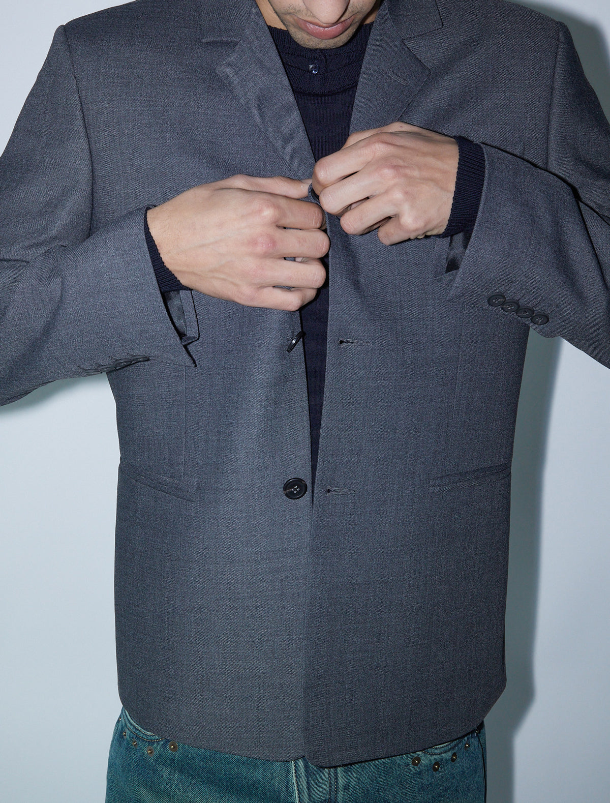 Trave men suit blazer welt pockets