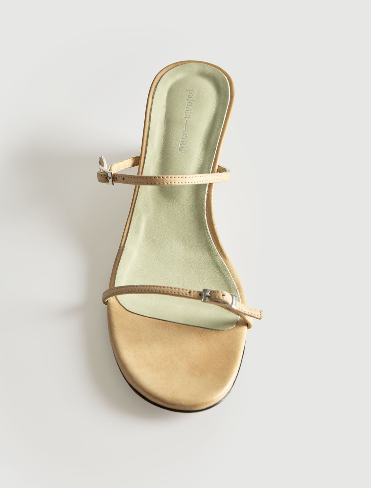 Bego curved 6 cm contrast wedge sandal thin buckle straps beige