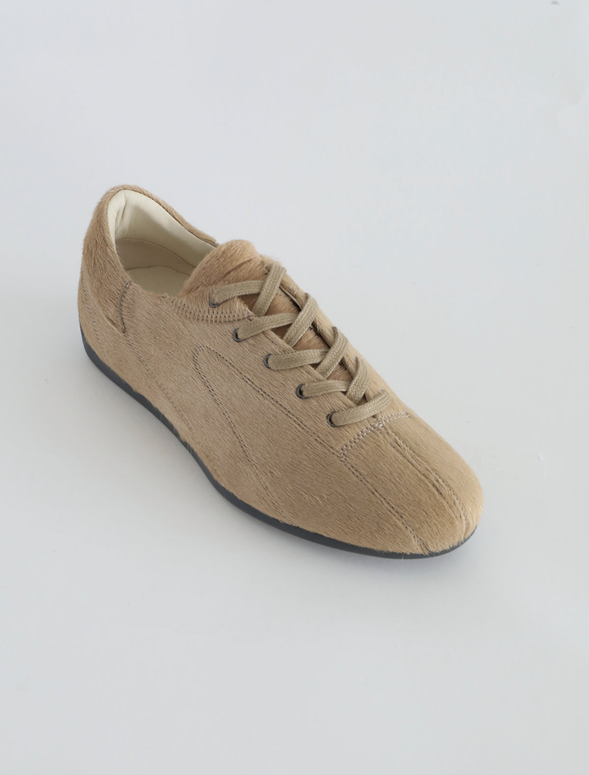Miles laceup leather sneakers rubber sole beige