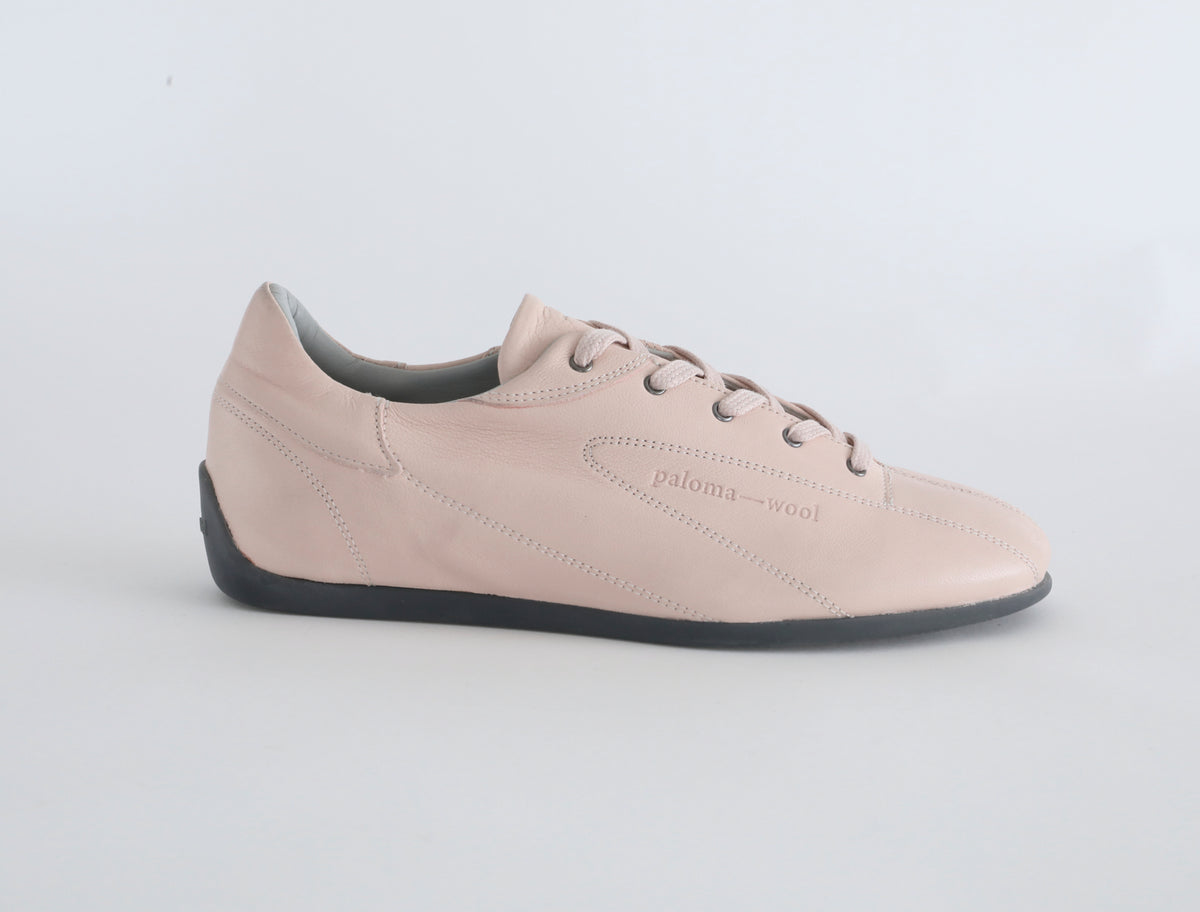 Miles laceup leather sneakers rubber sole pink