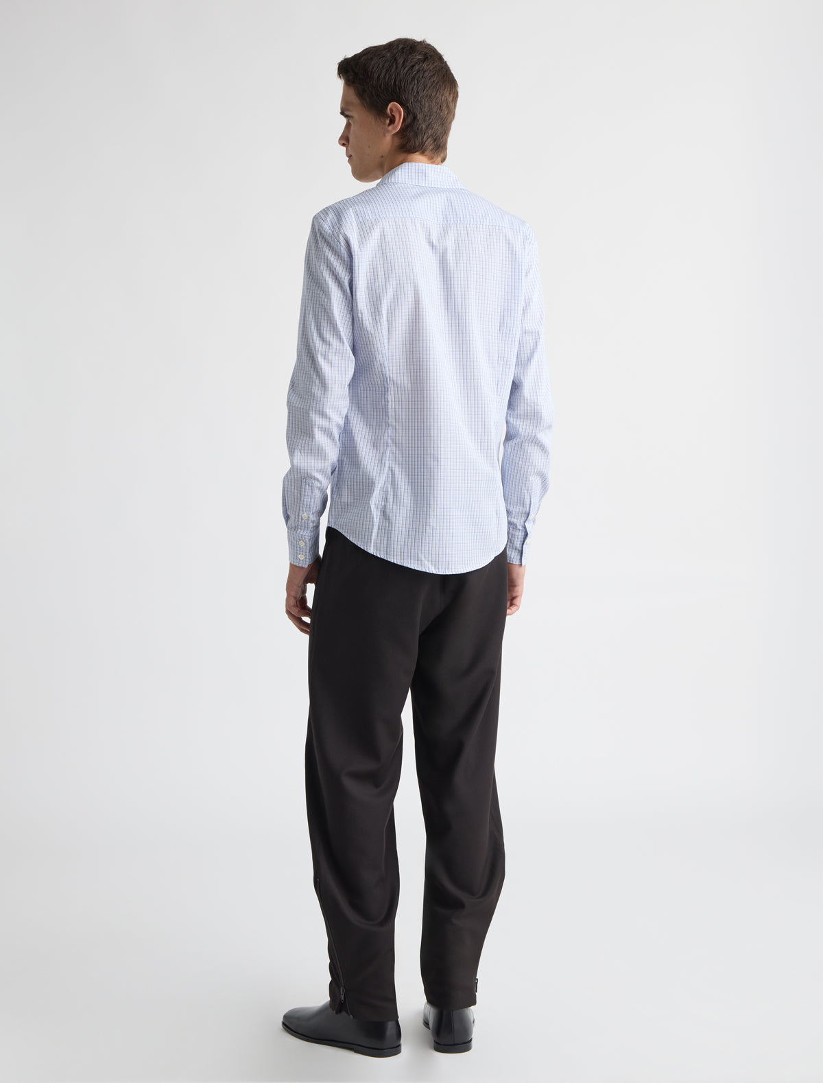 Finita checkered classic mens shirt embroidery blue