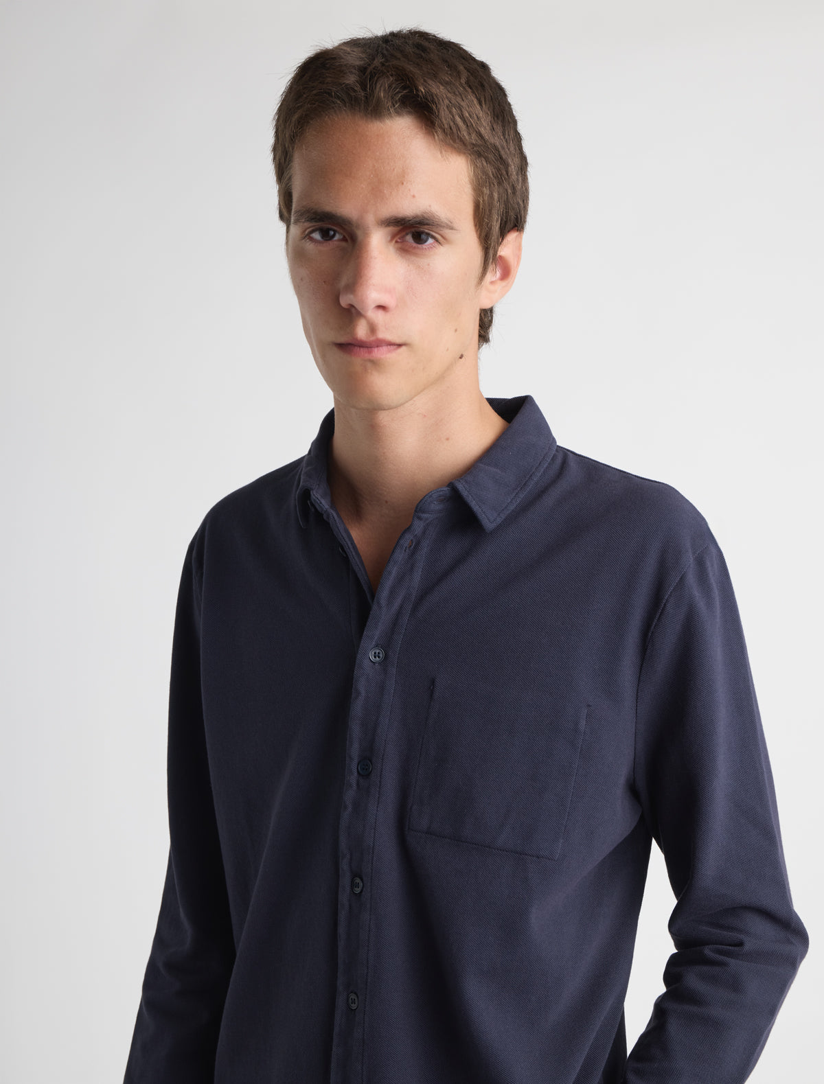 Ludmila polo shirt interior pocket topstitching navy