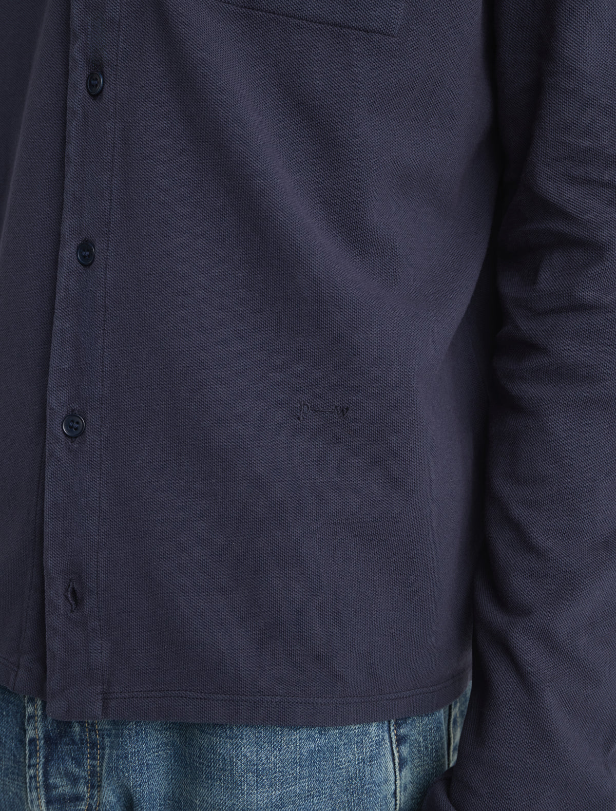 Ludmila polo shirt interior pocket topstitching navy