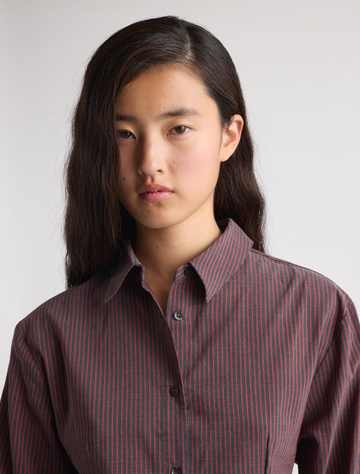 Sento fitted shirt red stripes p w embroidery wine