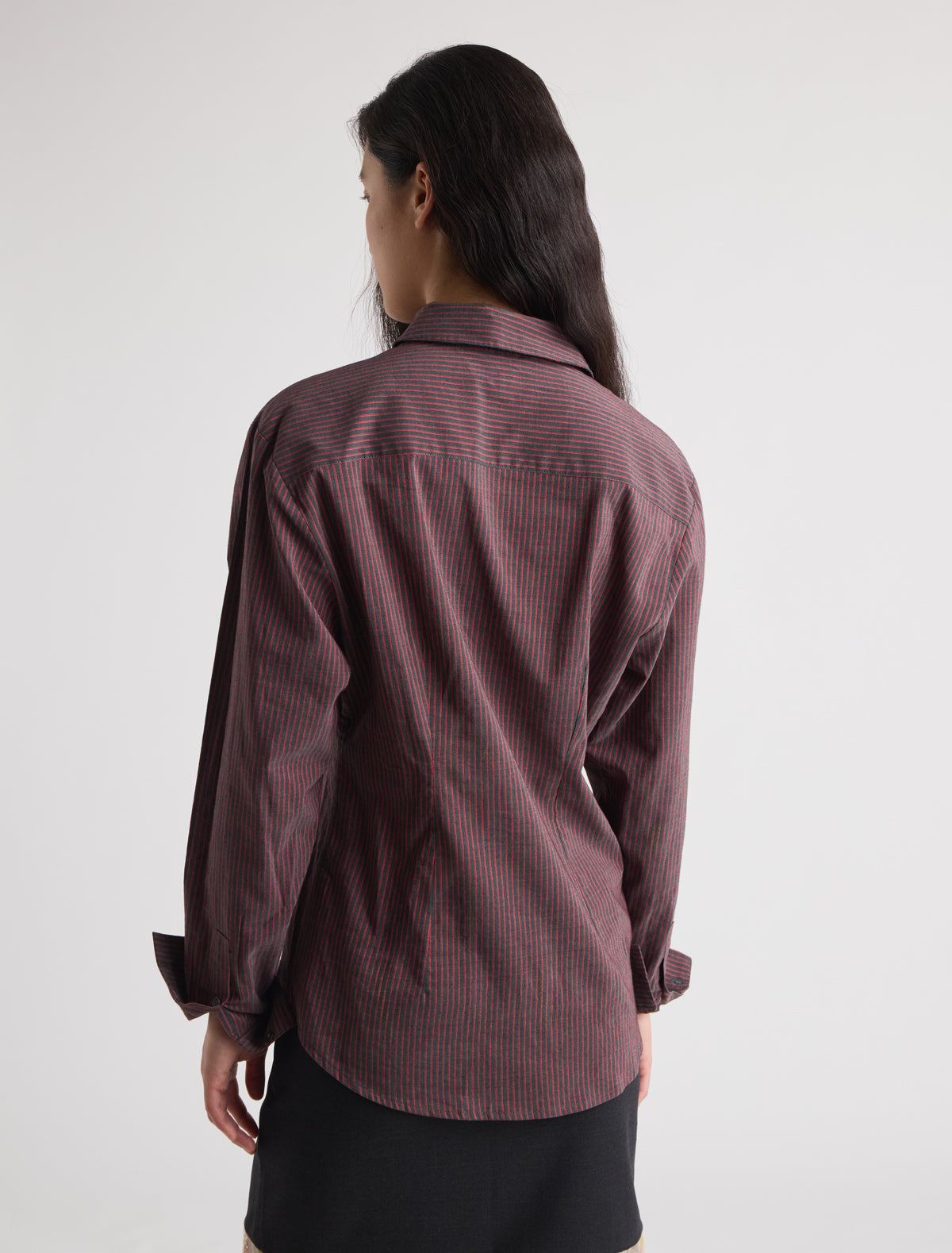 Sento fitted shirt red stripes p w embroidery wine