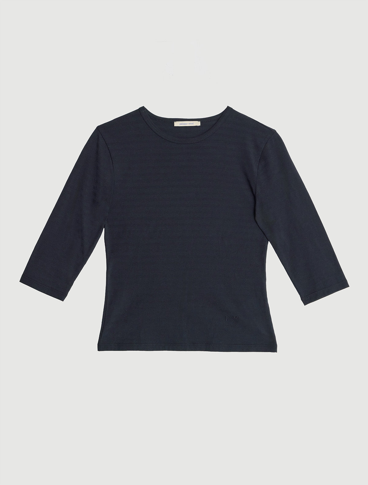 Guali ii striped round neck top elbow lenght sleeves embroidery black
