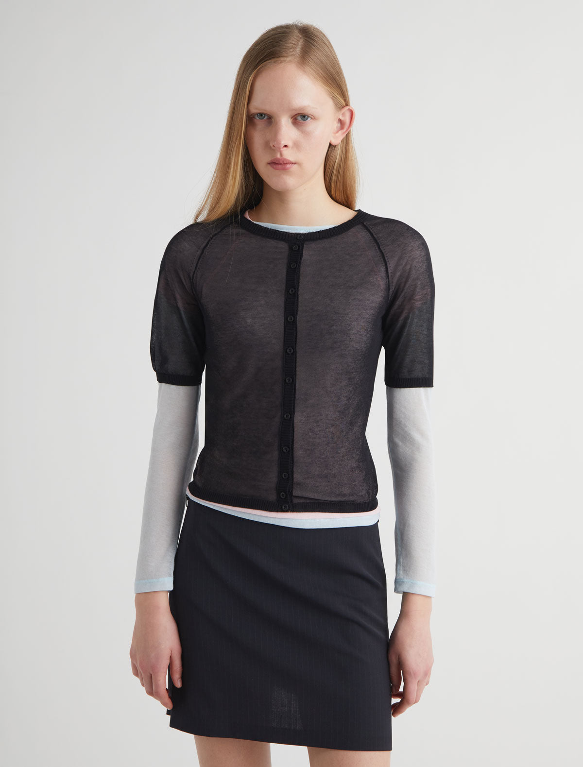 Patinela short sleeve knit cardigan black