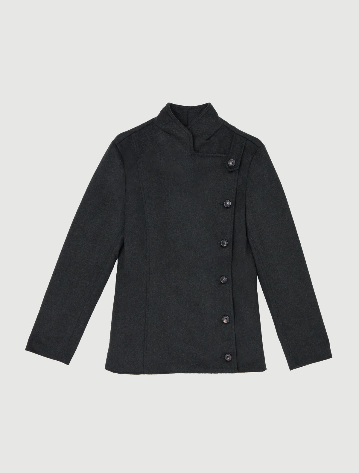 Yashi fitted midi coat double breasted front high neck