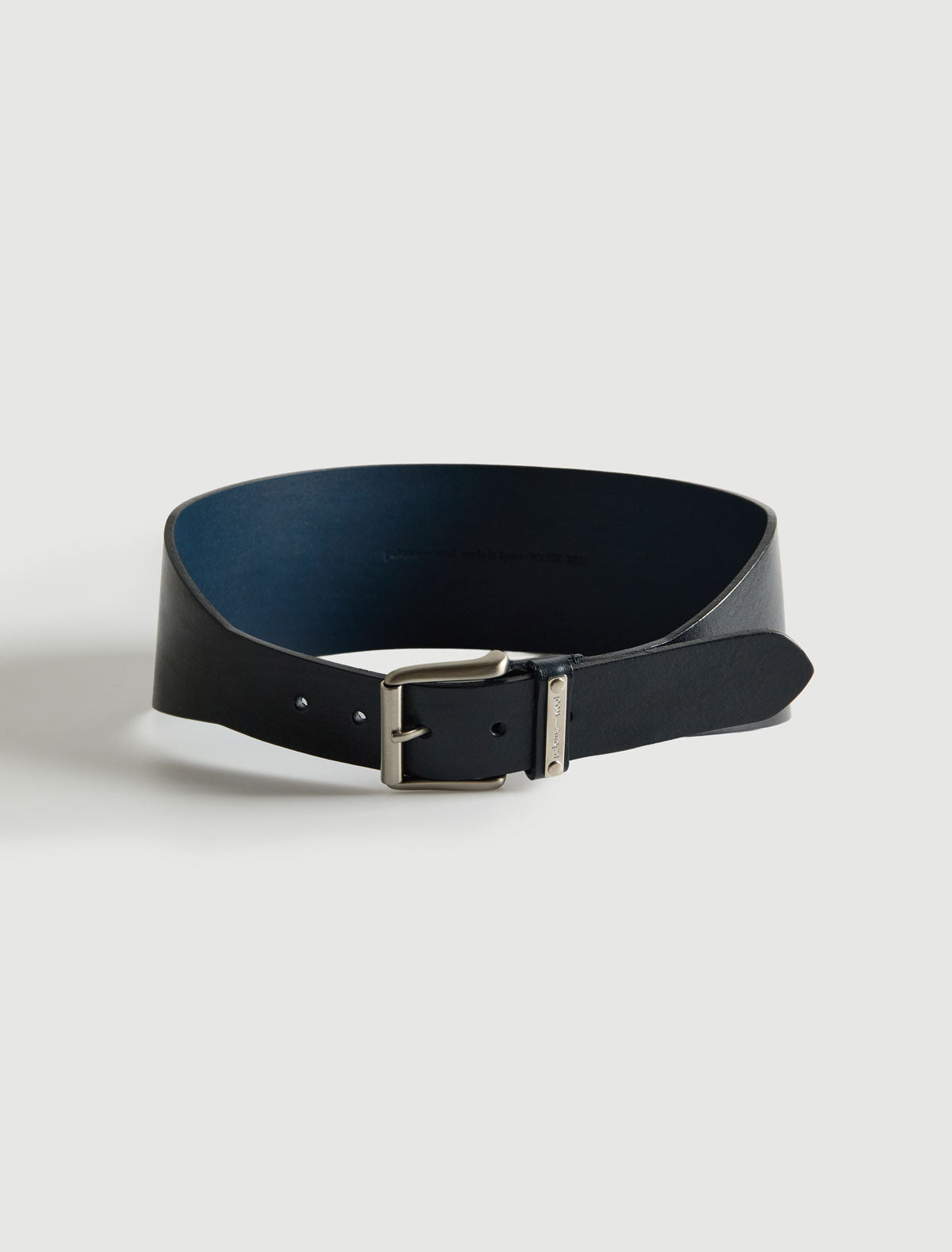 Alma waist belt custom metal plaque navy