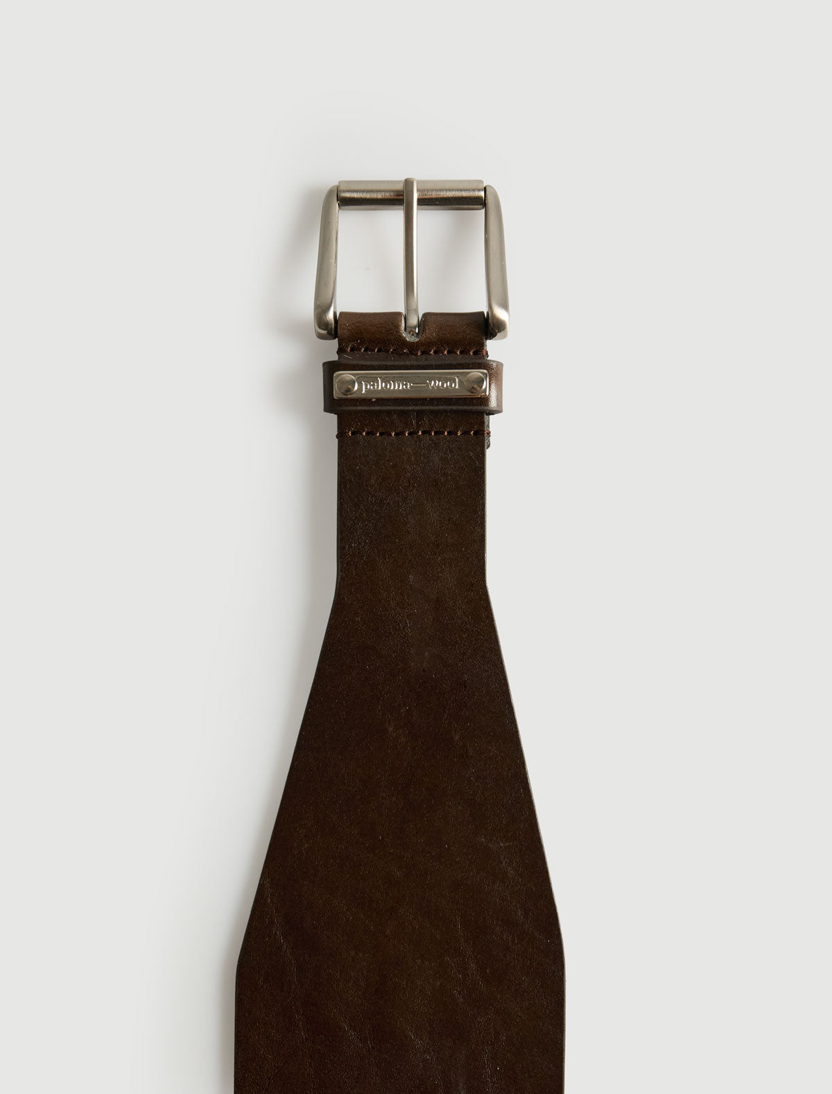Alma waist belt custom metal plaque grey