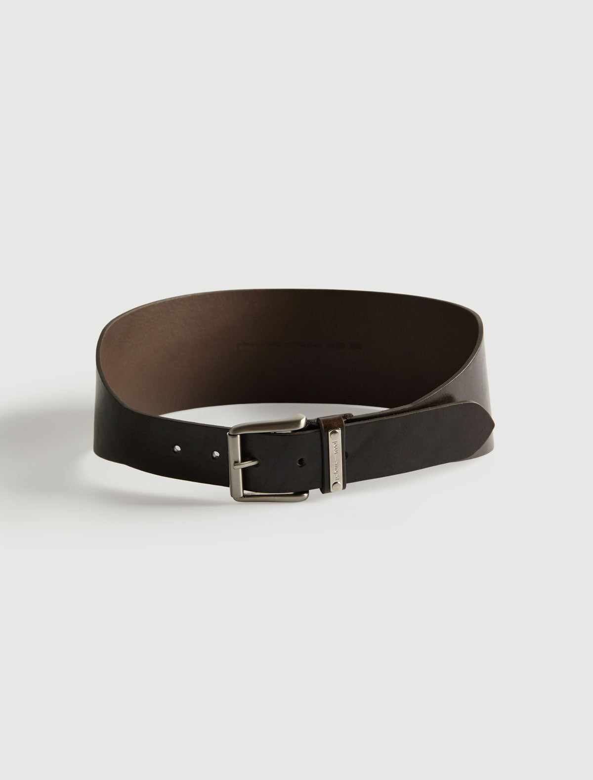 Alma waist belt custom metal plaque grey