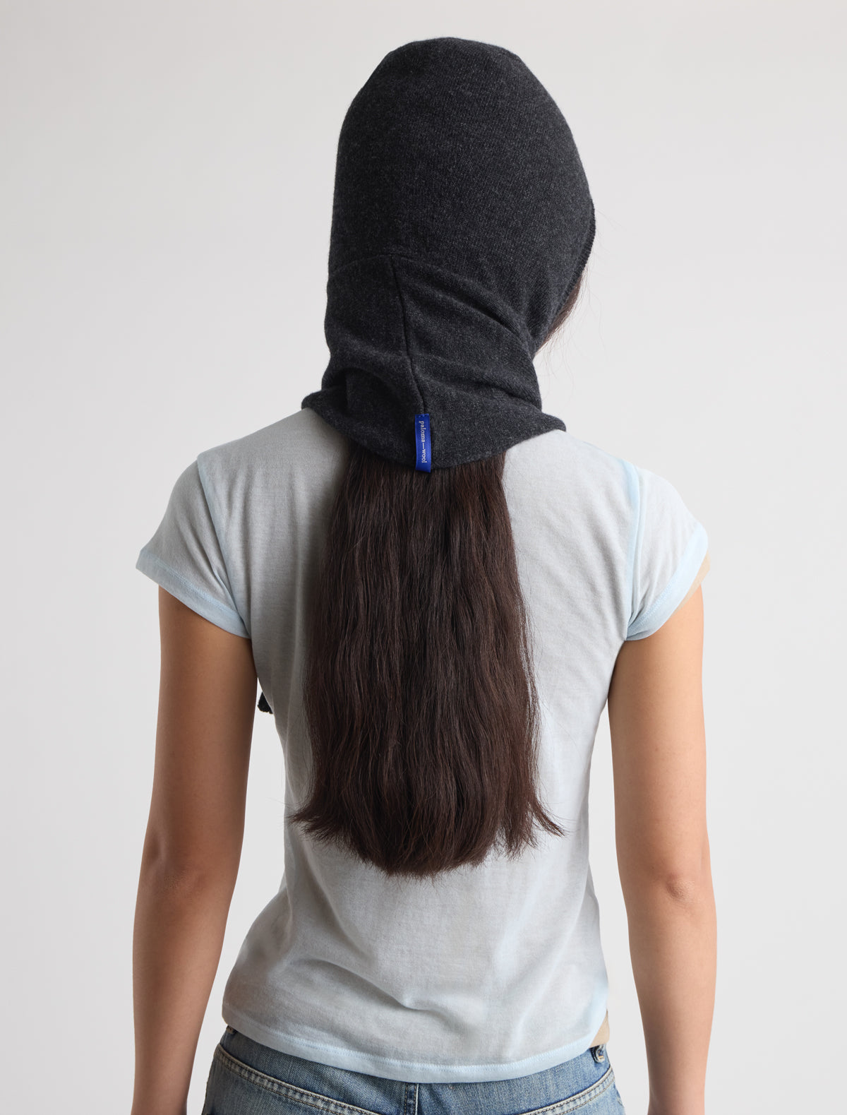 Coucou warm knitted bonnet wide tie scarf darkgrey