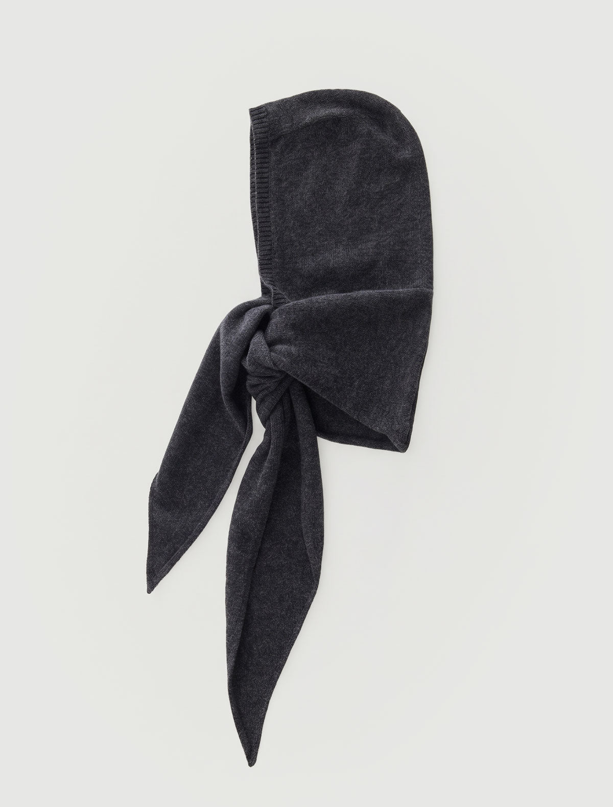 Coucou warm knitted bonnet wide tie scarf darkgrey