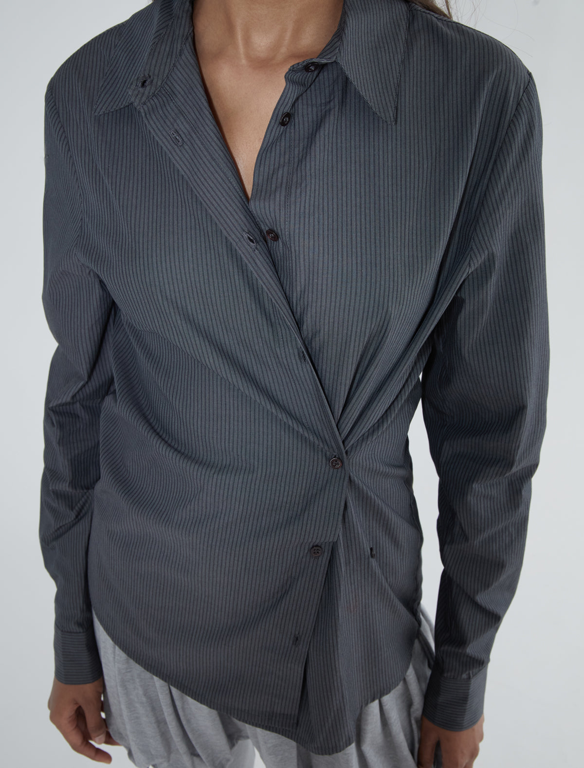 Donald striped multiposition shirt black aw25