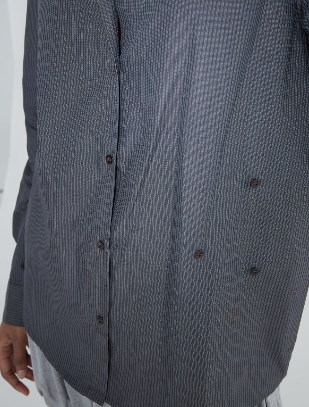Donald striped multiposition shirt black aw25