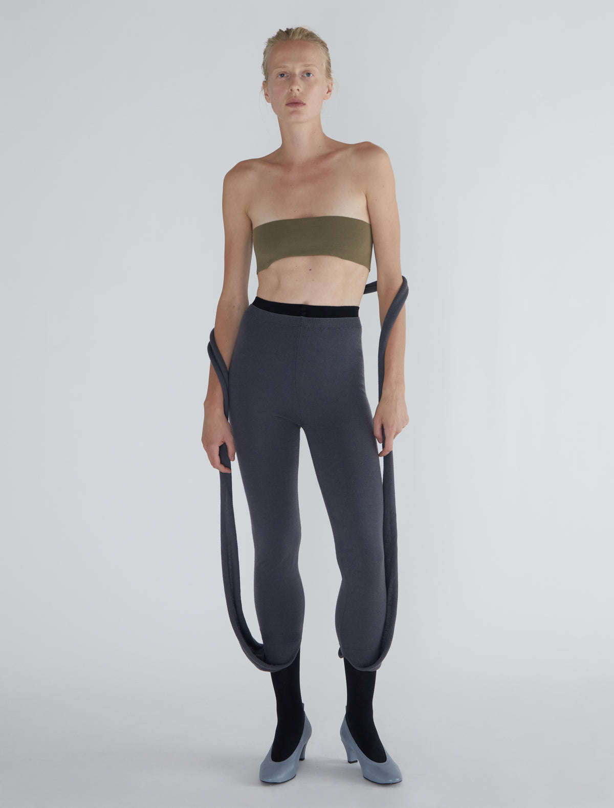 Line long leggings extra fabric scarf darkgrey