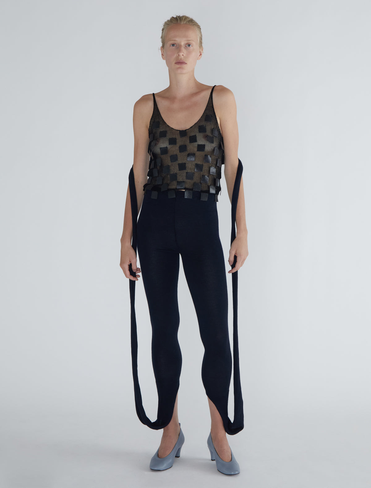 Line long leggings extra fabric scarf navy