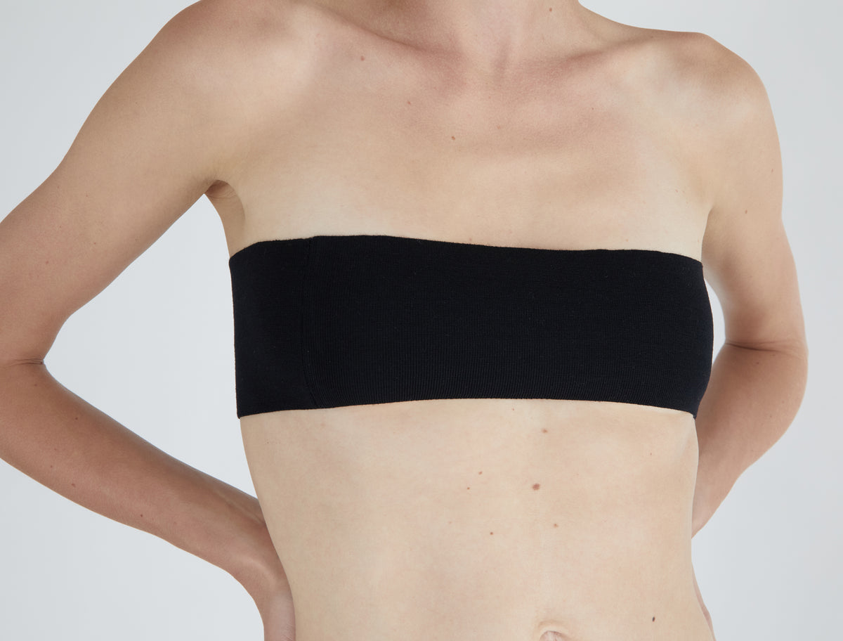 Stroke fitted bandeau top black