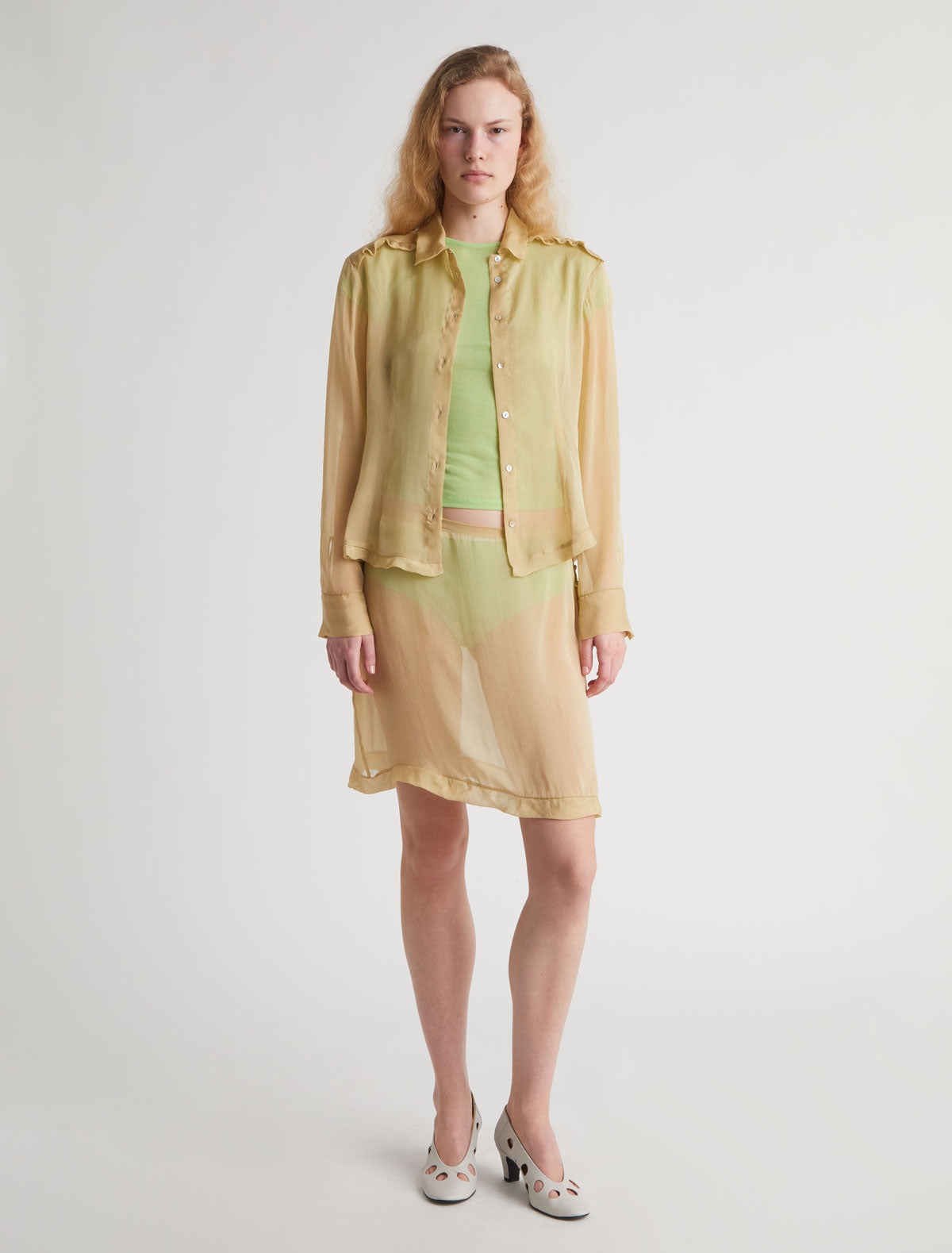 Eralda silk shirt mini ruffle detail