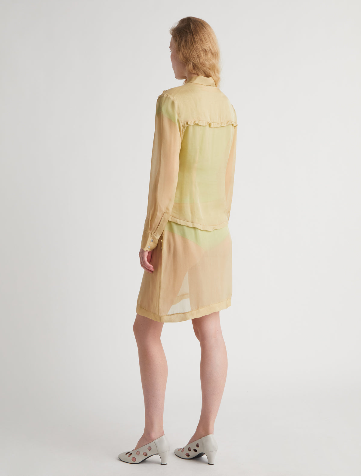 Eralda silk shirt mini ruffle detail