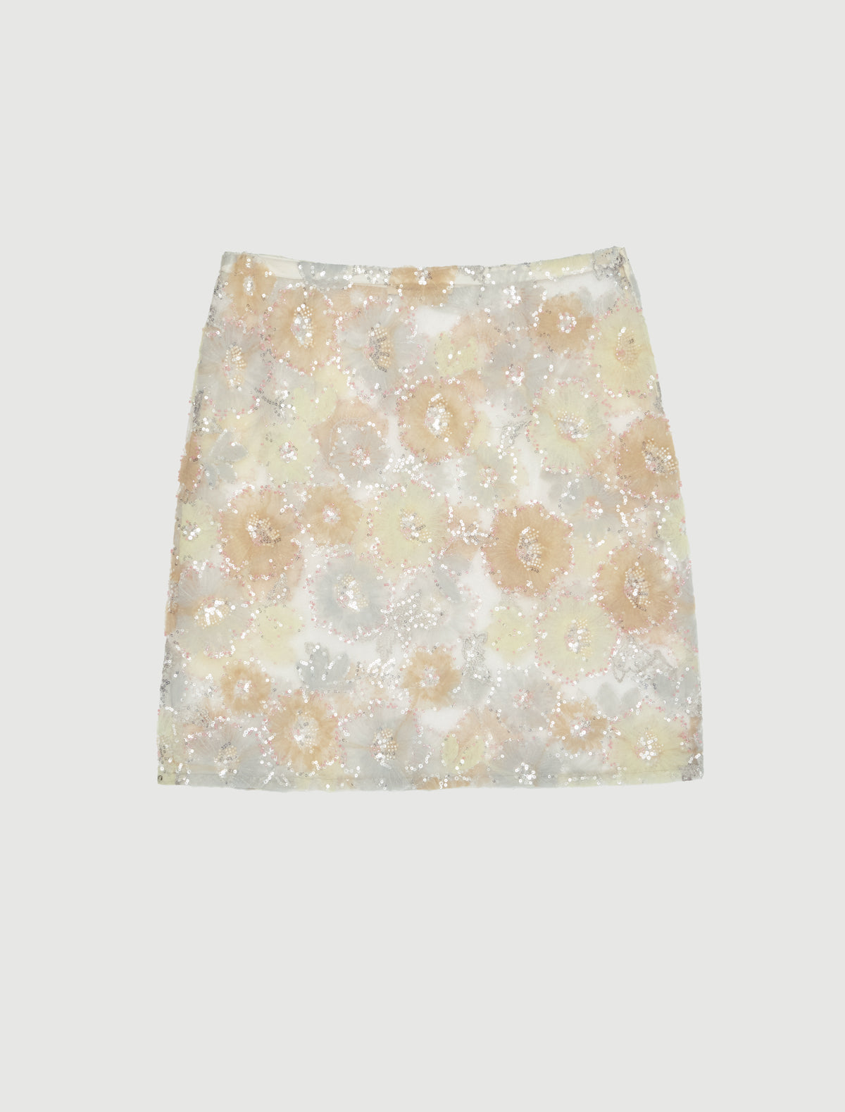 Lasi straight skirt floral embellishment detailing offwhite
