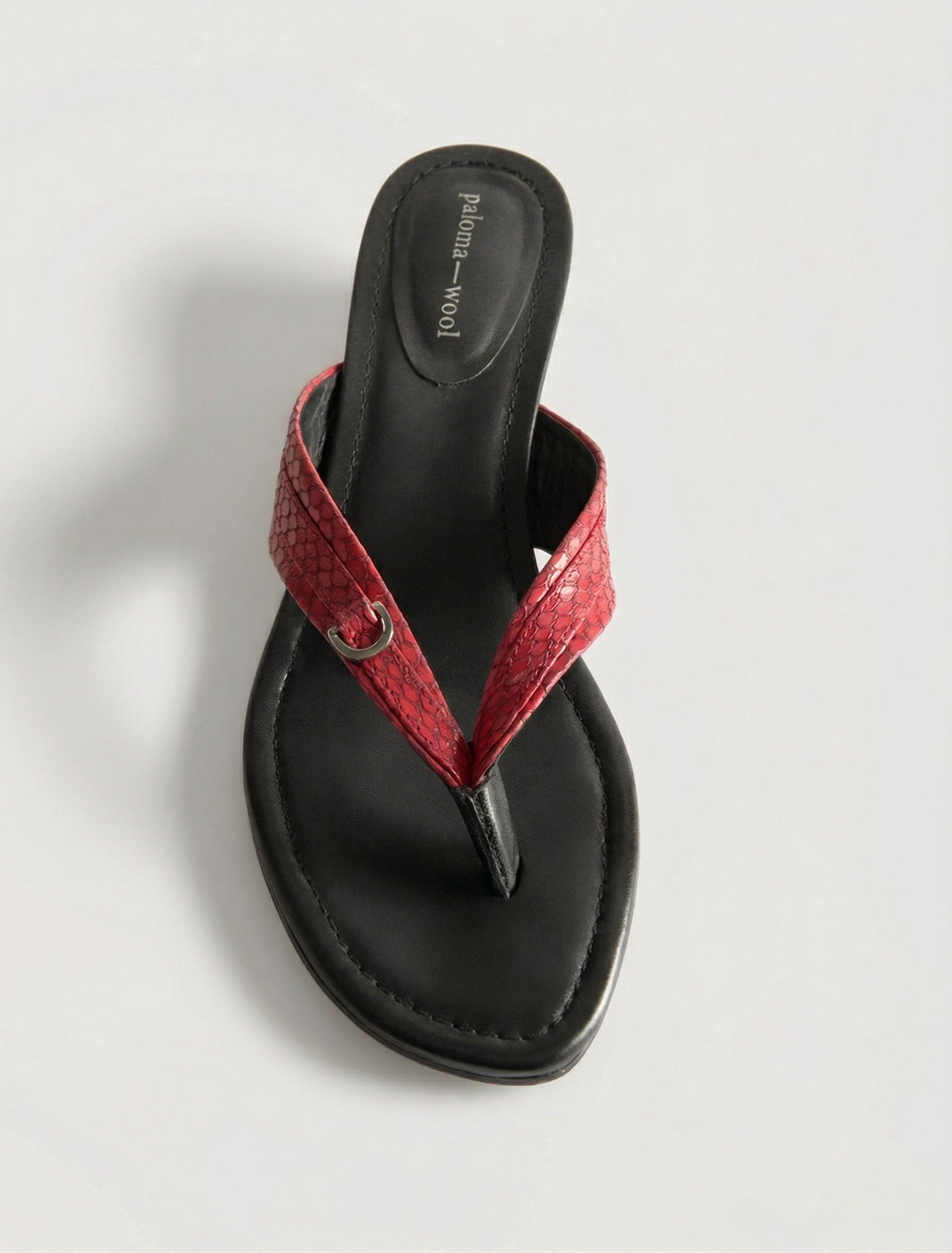 Felipa thong style sandal double strap nickel ring detail red
