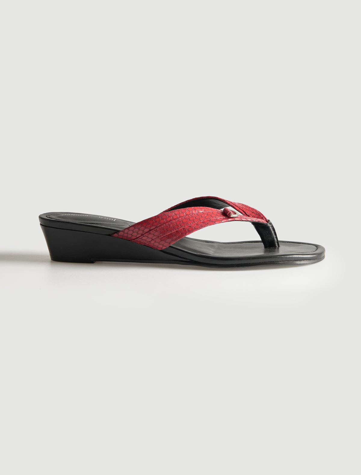 Felipa thong style sandal double strap nickel ring detail red