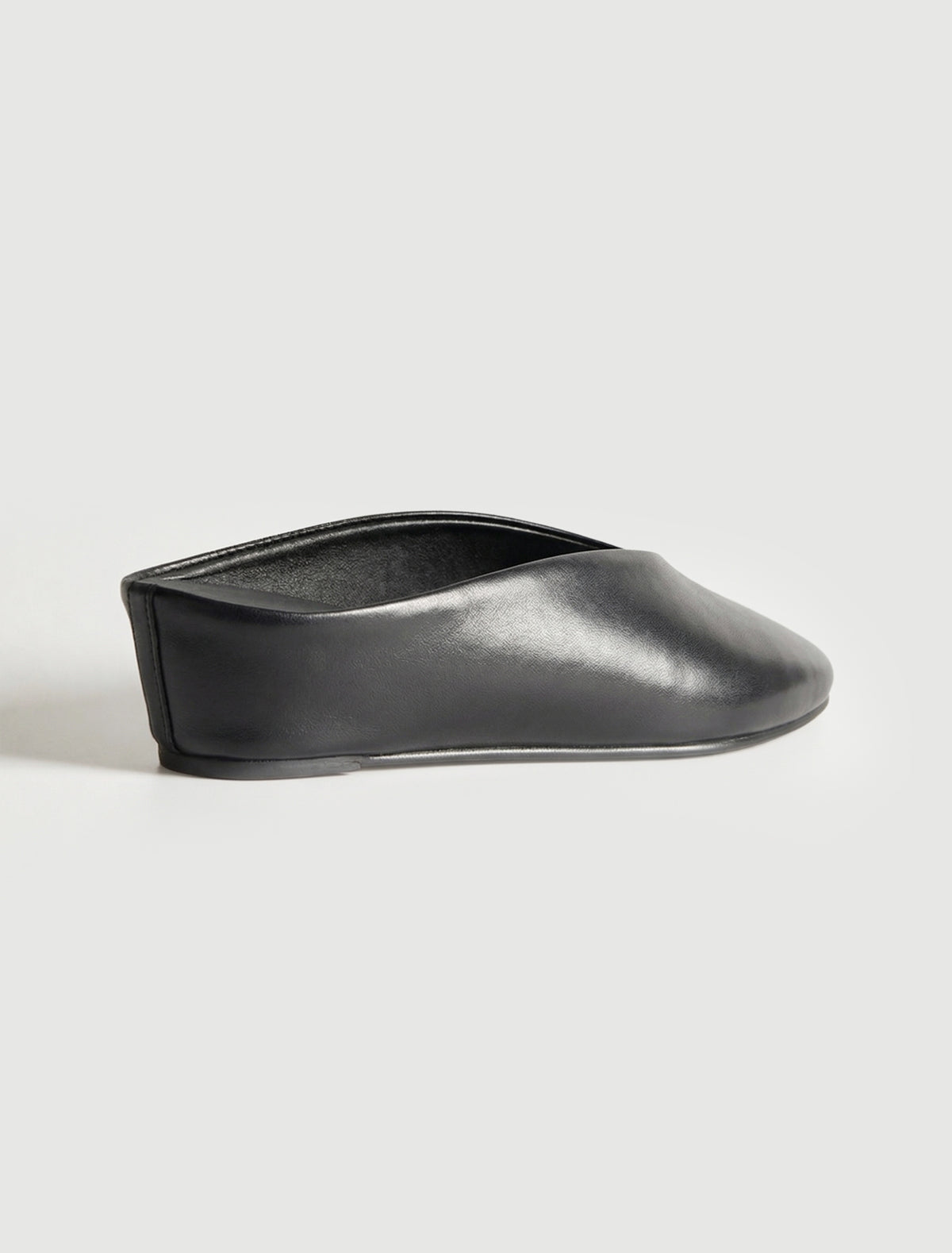 Fernanda round toe mule covered wedge black