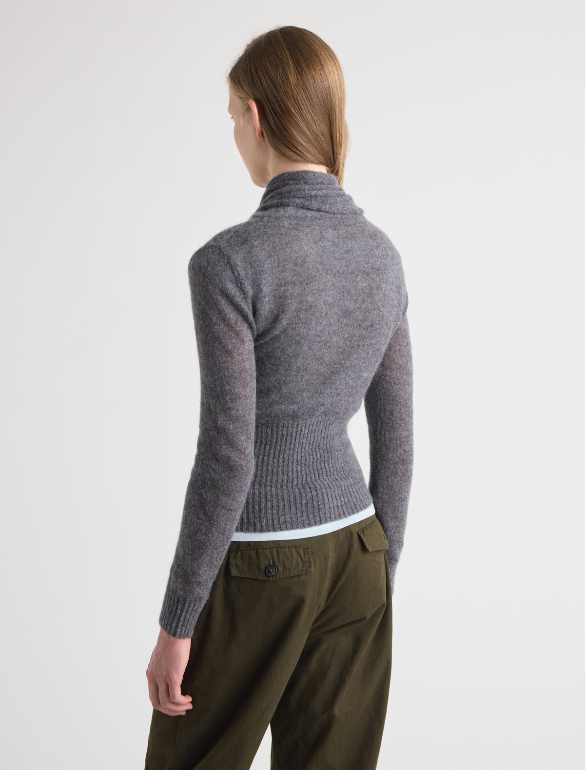 Fico high neck sweater twisted collar grey