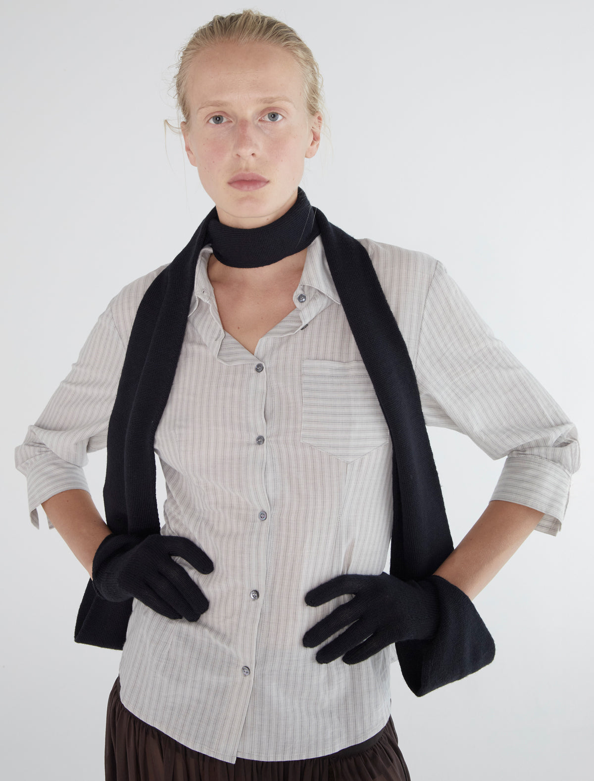 Flauta scarf gloves darkgrey