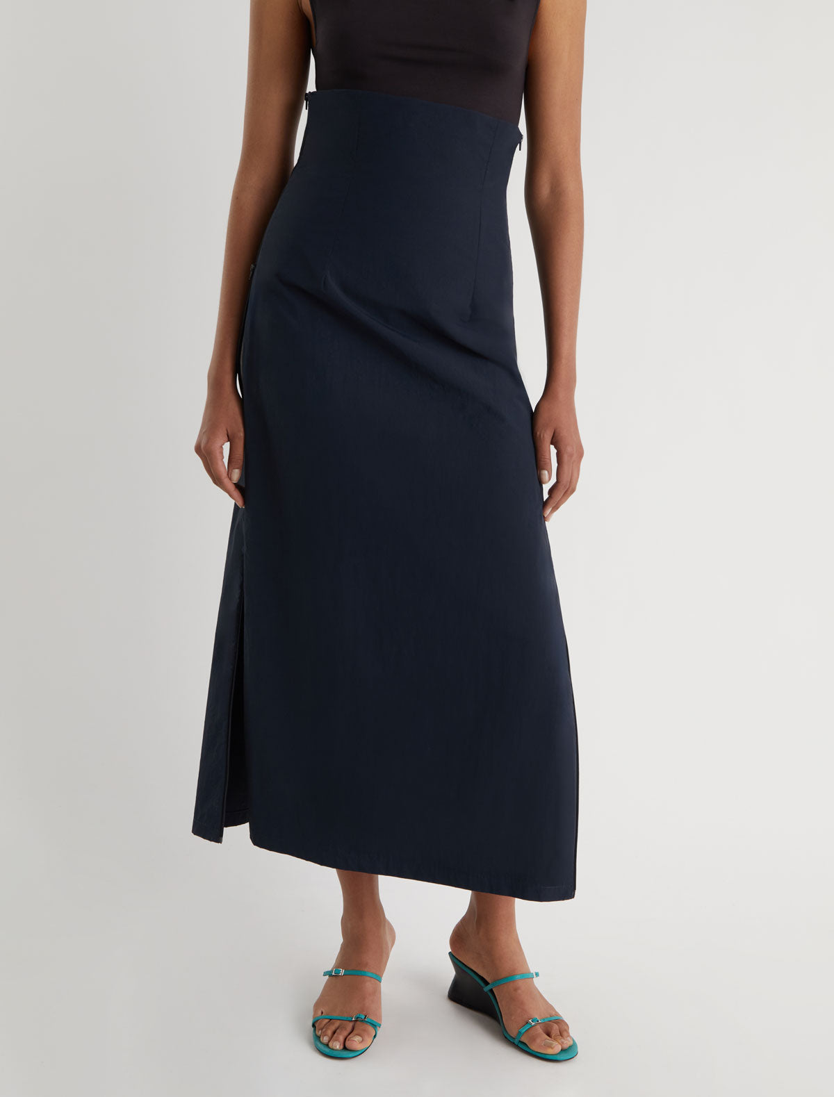 Fosca high waisted long nylon skirt