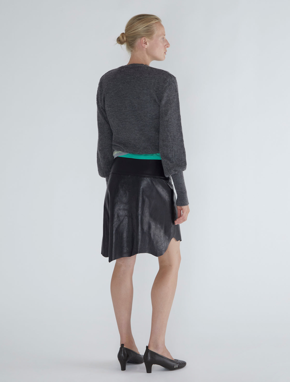 Rietti low rise leather skirt greylilac