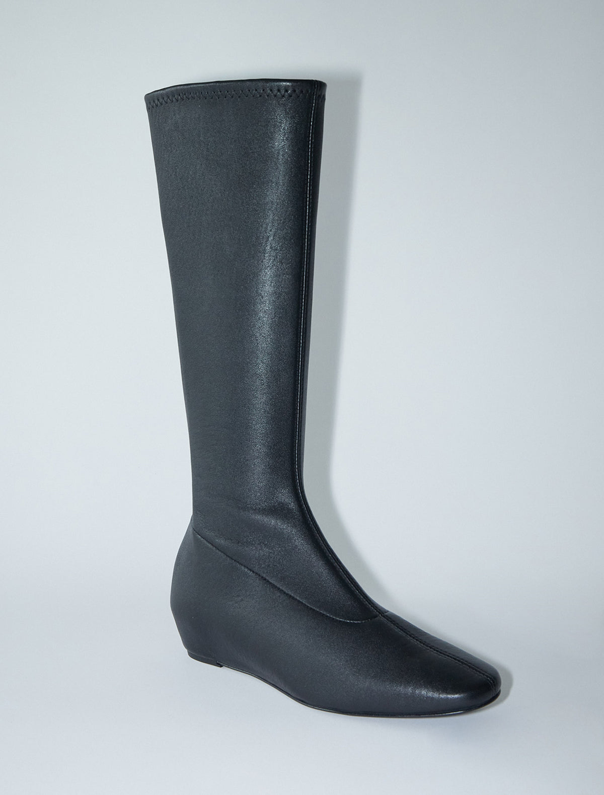 Fernanda leather sock boot integrated wedge black