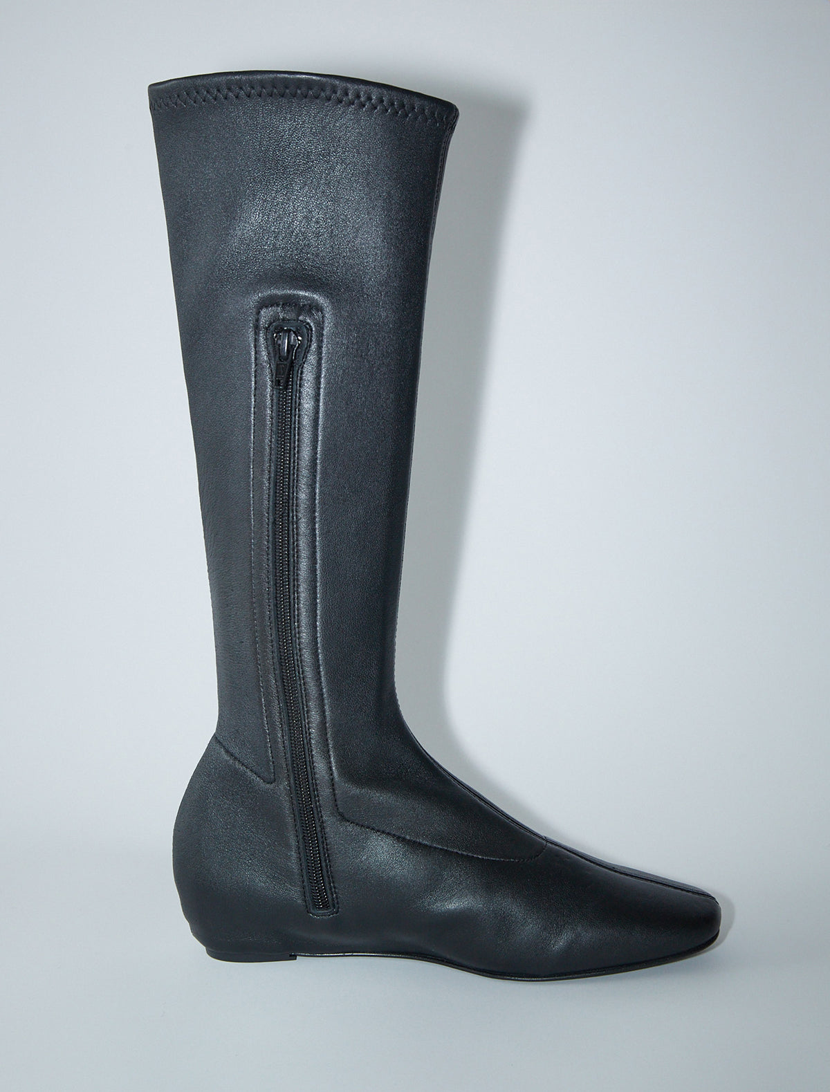 Fernanda leather sock boot integrated wedge black
