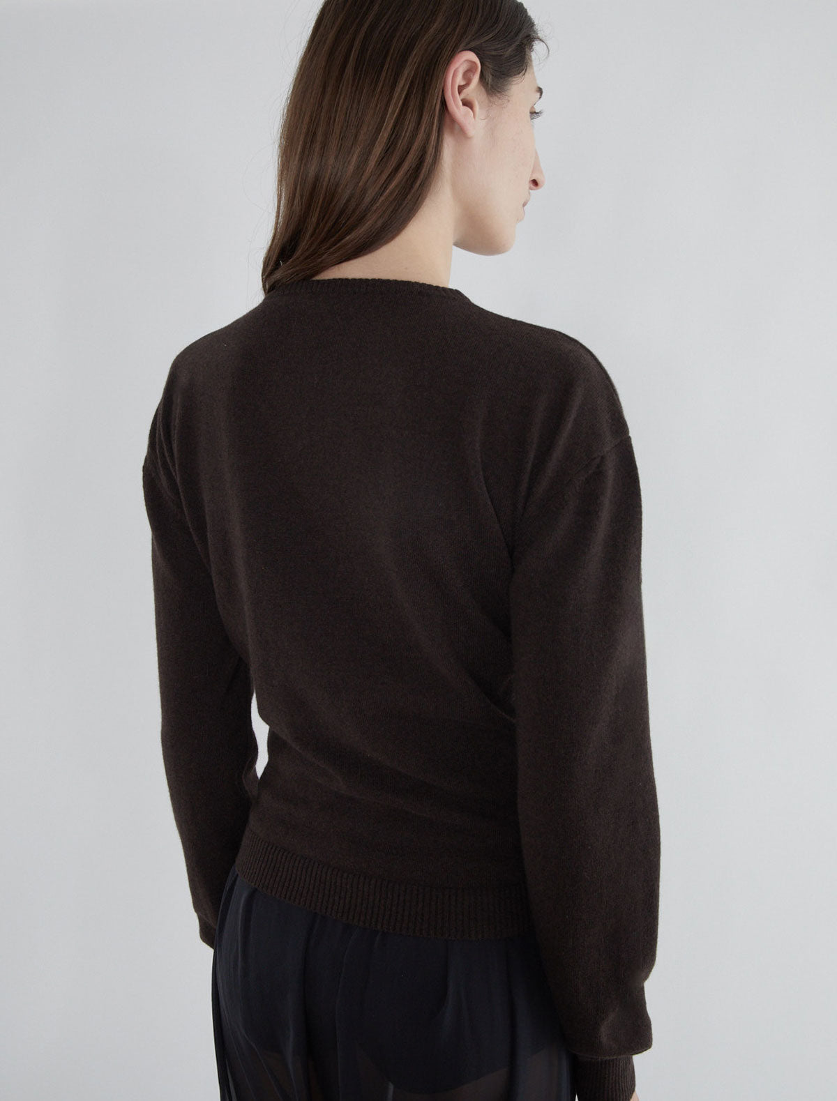 Clor long sleeved sweater buttons waist darkbrown