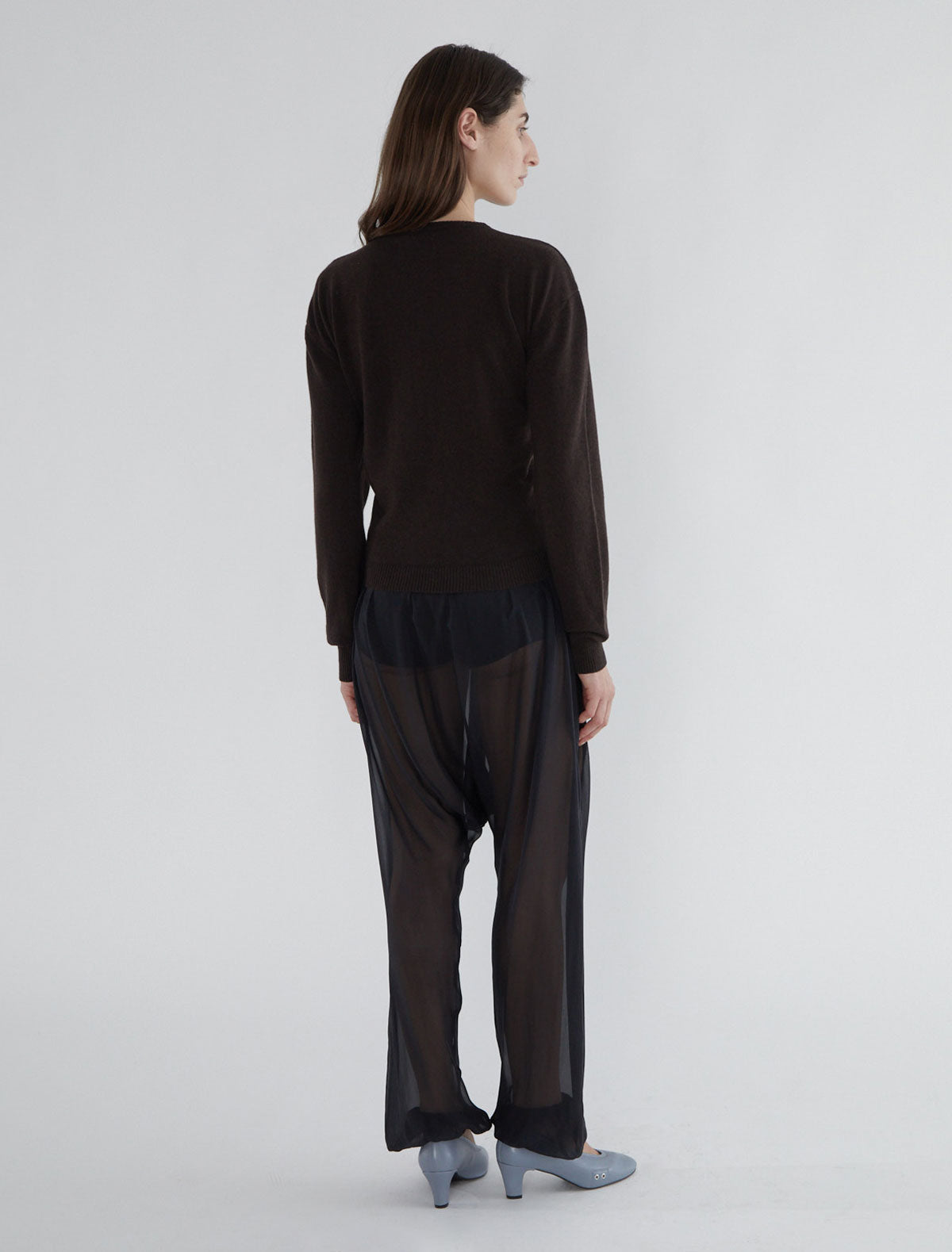 Clor long sleeved sweater buttons waist darkbrown