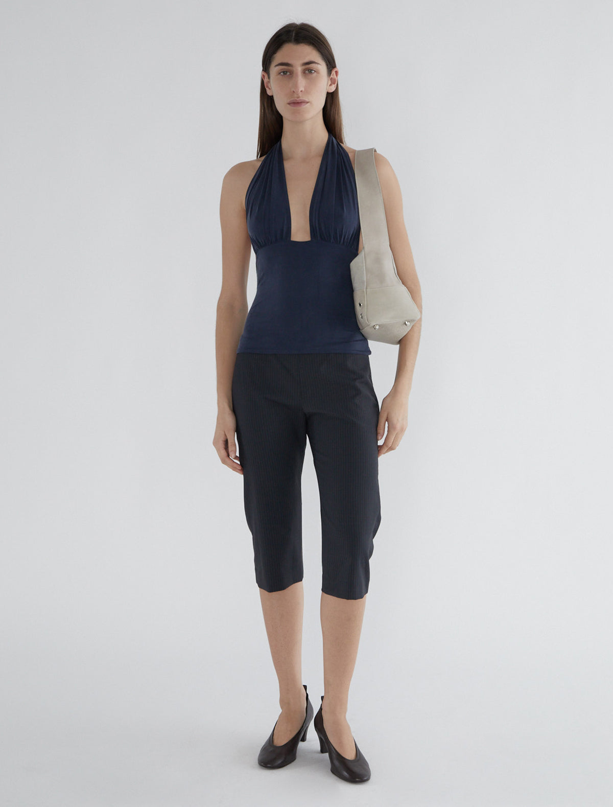 Mopit halter cupro top navy