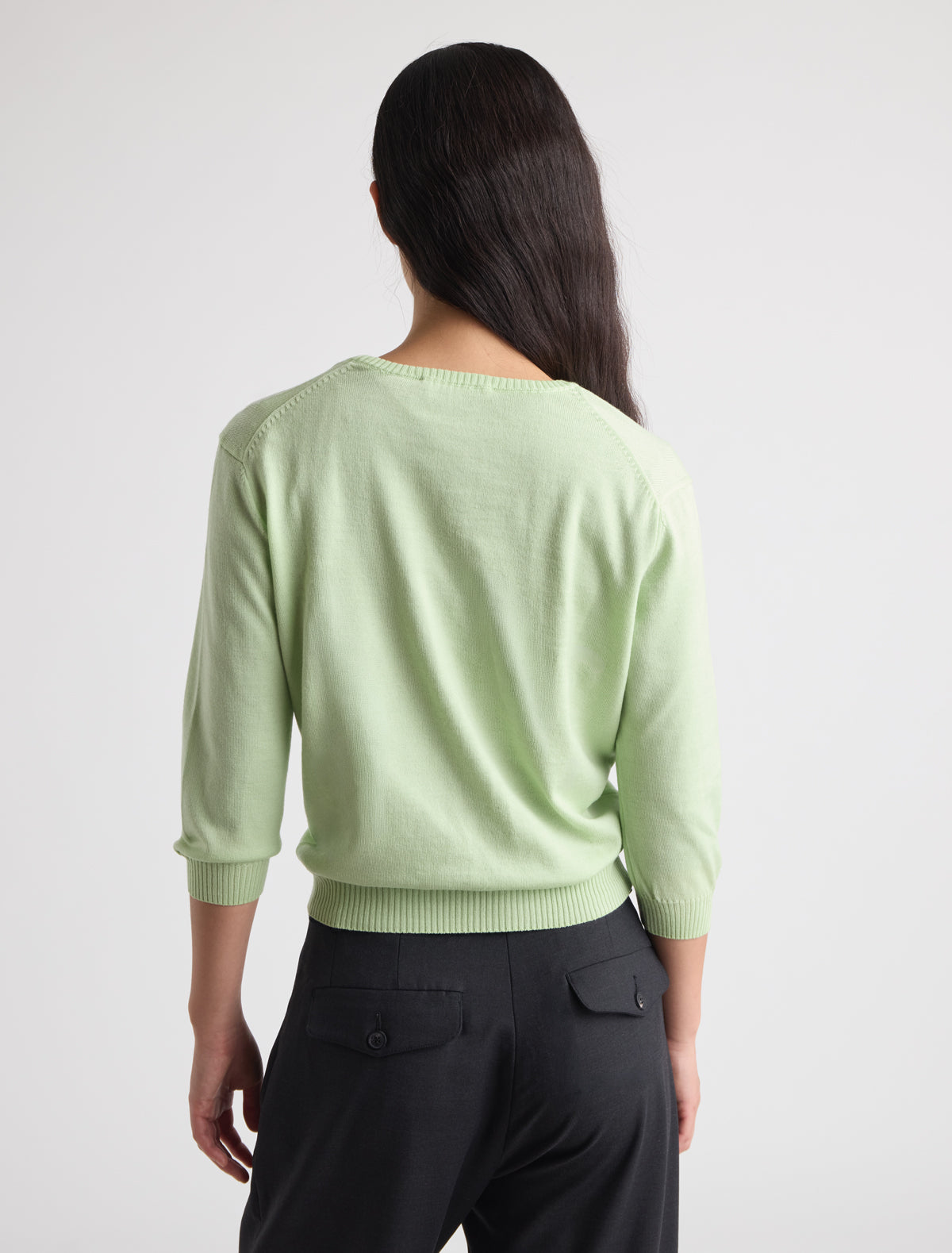 Ibal round neck knitted cardigan sleeves below elbow p w embroidery green