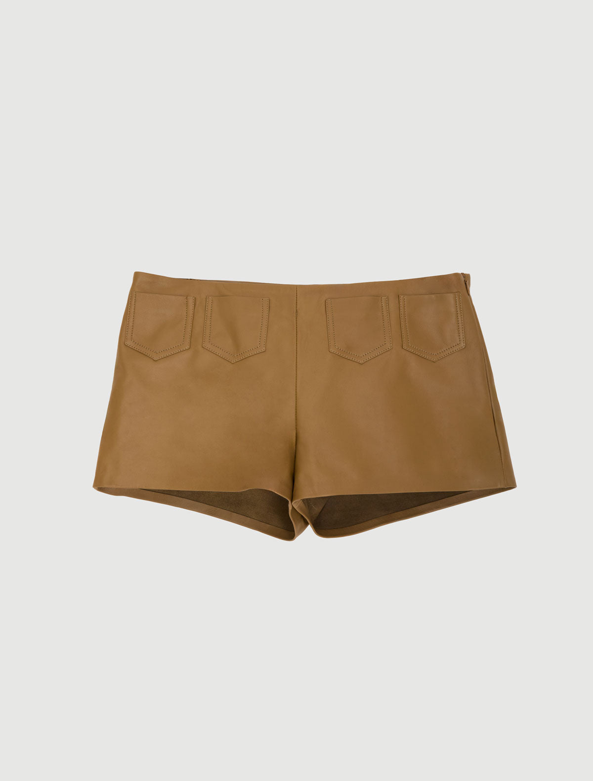 Suau soft leather shorts mini pockets detailing waistband