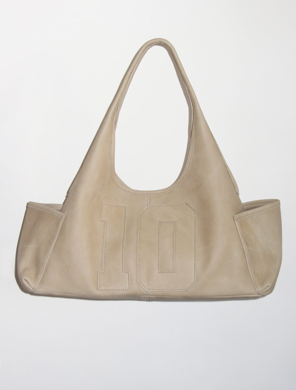 10years shoulder bag leather patch beige